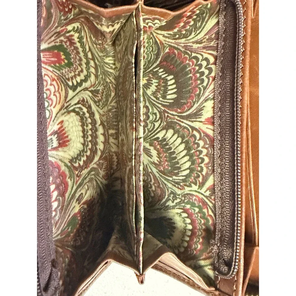 Dooney & Bourke Florentine Leather Medium Zip Around Wallet Chestnut Brown